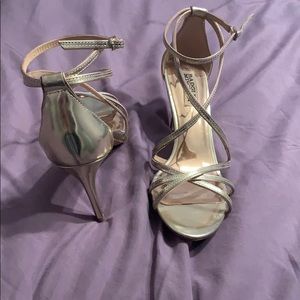 Badgley Mishka gold heels